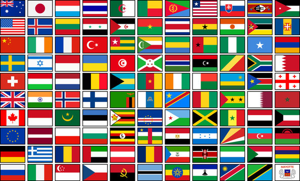 Set of 110 country flags
