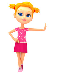 Happy little girl on a white background. 3D Illustration for adv