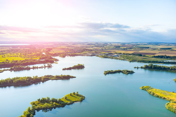 Aerial view on a sunset