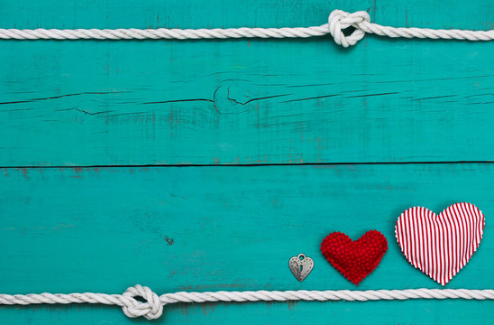 Blank wood sign with padlock and hearts