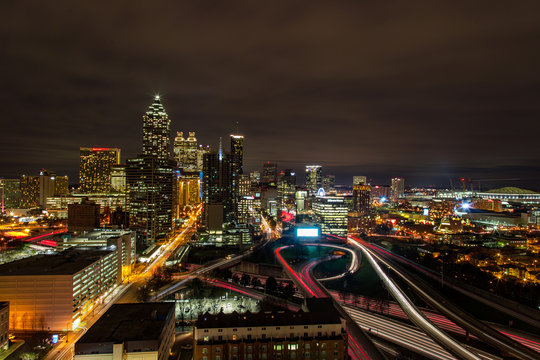 Atlanta Long Exposure At Night From Roof