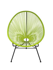 Green Outdoor Chair on White Background, Front View