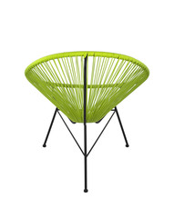 Green Outdoor Chair on White Background, Rear View