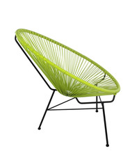 Green Outdoor Chair on White Background, Side View