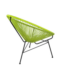 Green Outdoor Chair on White Background, Three Quarter Rear View