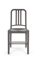 Grey Plastic Outdoor Chair on White Background, Front View