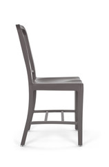 Grey Plastic Outdoor Chair on White Background, Side View