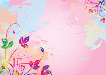 Fototapeta na wymiar Watercolor floral background, vector illustration
