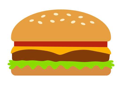 Hamburger / cheeseburger flat color icon for food apps and websites
