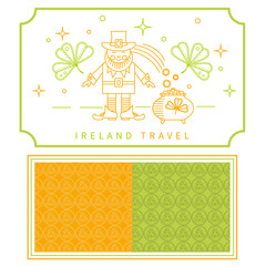Ireland travel linear vector icons