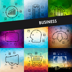 business timeline infographics with blurred background
