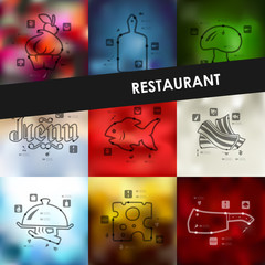 restaurant timeline infographics with blurred background