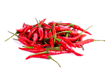 red chili or chilli cayenne pepper isolated on white background