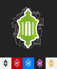 lantern paper sticker with hand drawn elements