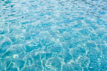 Background of rippled pattern of clean water in blue swimming po