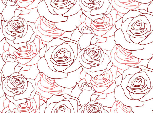 Seamless texture with contour of roses for your creativity