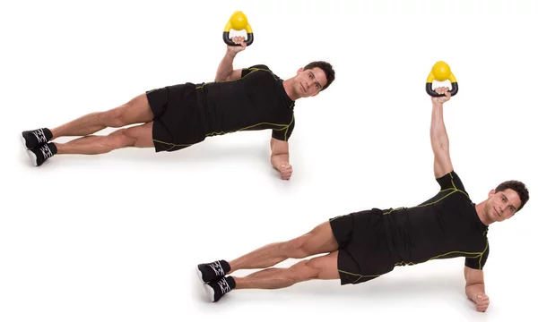 Kettlebell Gladiator Shoulder Press Exercise Stock Photo