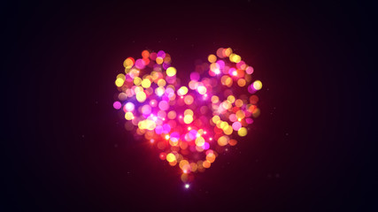 colorful bokeh lights heart shape