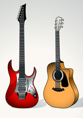 Obraz premium String and electric guitar next to each other