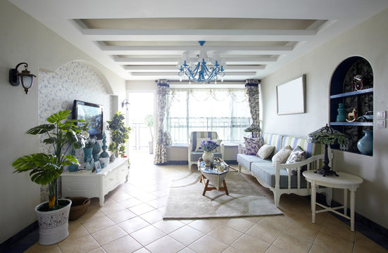 Mediterranean-style living room interiors

