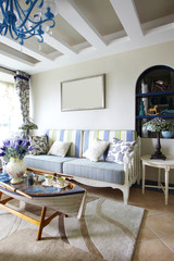 Fototapeta na wymiar Mediterranean-style living room interiors 
