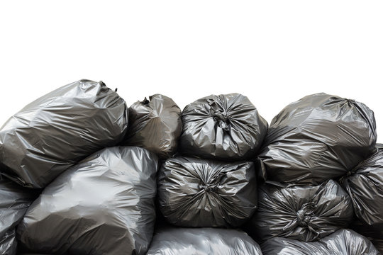 pile of garbage bags isolated on white background
