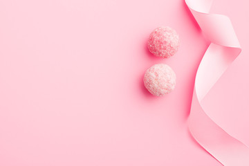Fototapeta na wymiar pink marzipan balls