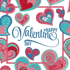 Happy Valentines Day Hand Drawing Lettering design. Vector illustration