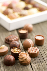 various chocolate pralines