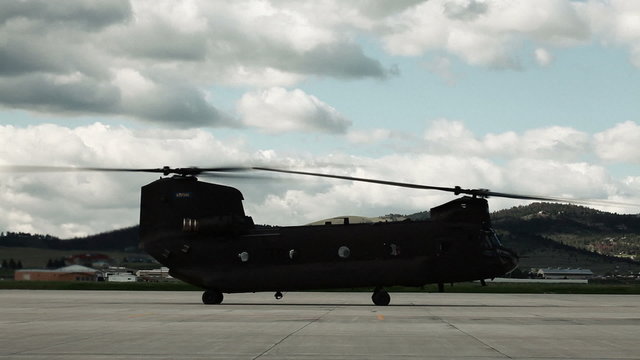 CH-47 Chinook Helicopter starting up.
