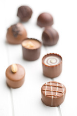 various chocolate pralines