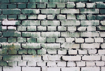 Brick old wall texture with gradient paint green white colors fo