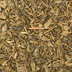 image of pile of dry green tea close-up