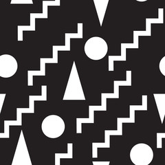 Set seamless black and white pattern