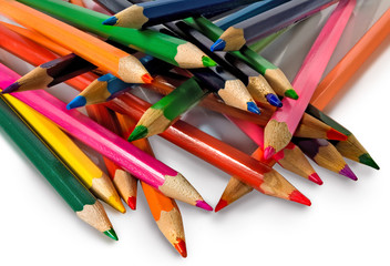 Isolated image of color pencils closeup