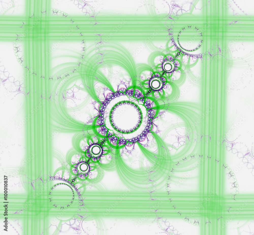 Poster abstract fractal image. computer generated squares and circles on light background