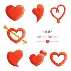 set of seven hearts
