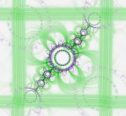 Abstract fractal image. computer generated squares and circles on light background