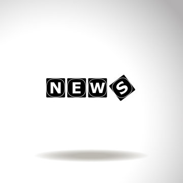 Letter cubes composed in word news. Vector icon.
