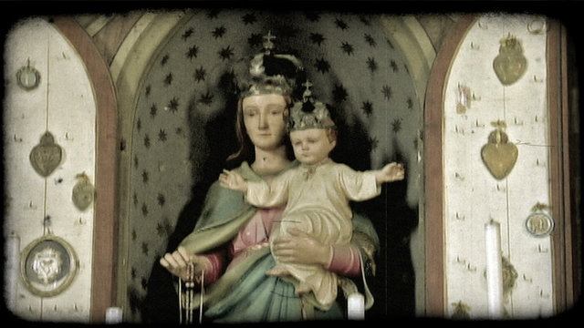 Mary and Christ. Vintage stylized video clip.