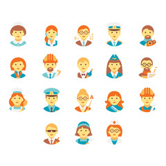 Faces People of Different Professions. Vector Illustration Set