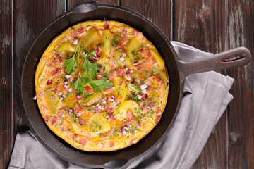 spanish tortilla with potato and bacon