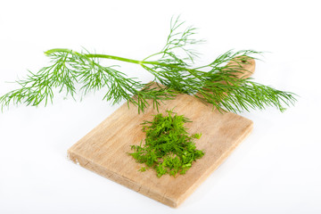 Dill. Dill twigs and chopped dill.