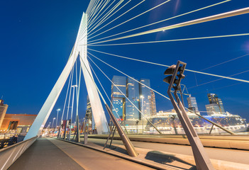Obraz premium Night skyline of Rotterdam - The Netherlands