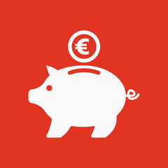 The moneybox and euro icon. Cash and money, wealth, savings symbol. Flat