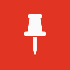 The push pin icon. Memo and note, attachment symbol. Flat