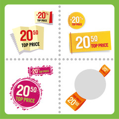 Vector image set of price tags and labels for goods in the online store and for printing