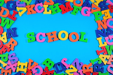School written by plastic colorful letters