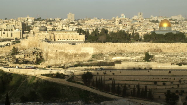 Royalty Free Stock Video Footage panorama of Old Jerusalem filmed in Israel at 4k with Red.