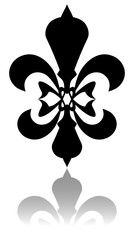 Glossy fleur de lis symbol with drop shadow